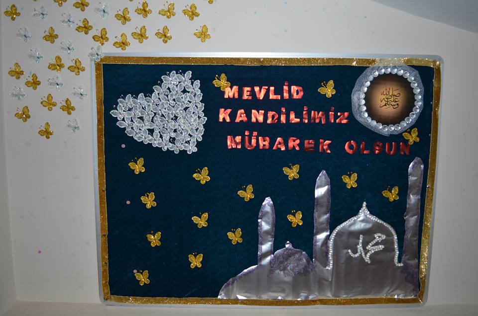 Mevlid Kandili pano çalışmaları | Mevlid Kandili pano süslemeleri